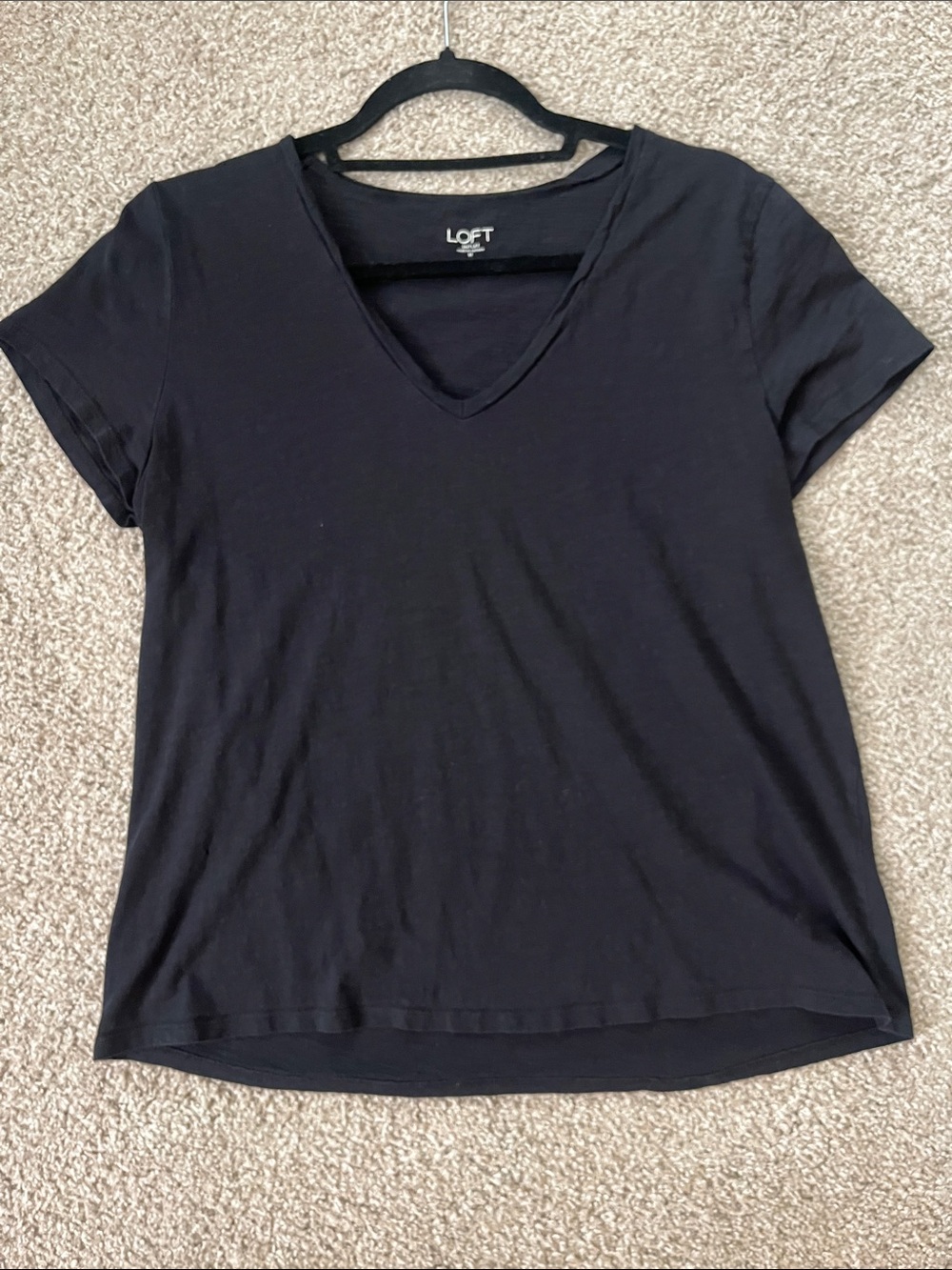 LOFT Black V-Neck Short Sleeve Tee